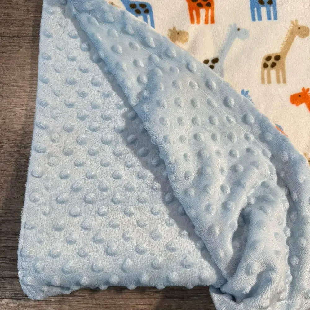 HB Hudson Baby Giraffe Baby Security Blanket Blue orange 30x40 Lovey